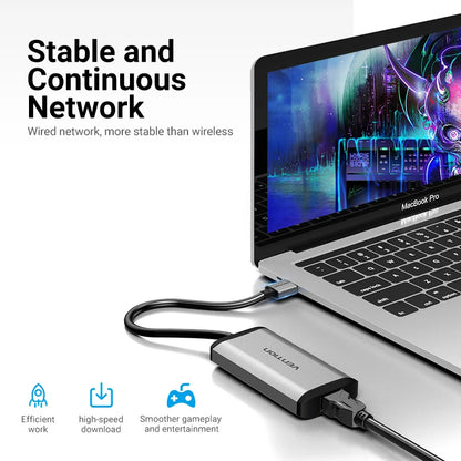 Vention Adaptador USB Ethernet USB 3.0 a RJ45 Lan USB HUB Switch  Mi Box Laptop3/S Set-top Usb Ethernet Network Card