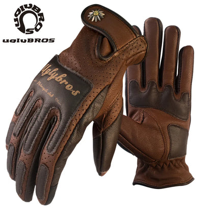 Guantes de moto cuero retro UglyBros para pantalla táctil .