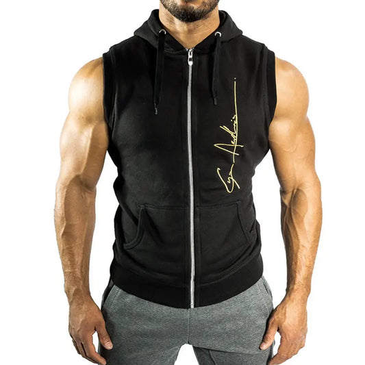 Chaleco con capucha sin mangas algodón Hombre Gimnasio &nbsp;Casual Moda Marca Ropa deportiva