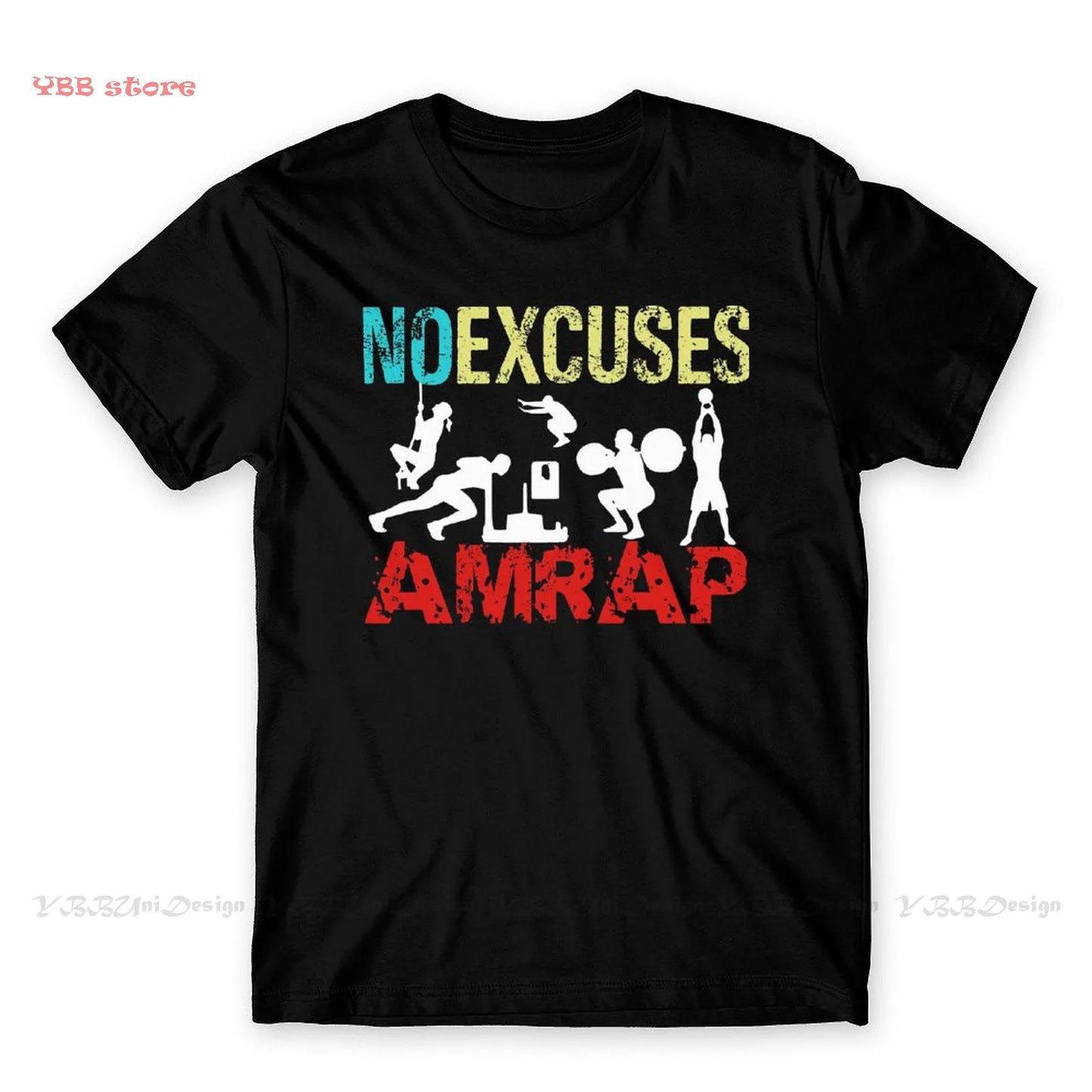 Camiseta negra Sin excusas Fitness GIMNASIO algodón puro S a 6XL