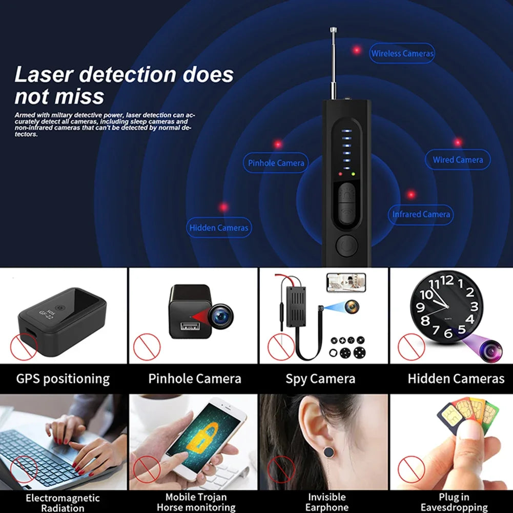 Detector de cámara oculta antiespía para coche, rastreador GPS, dispositivo de escucha Bug RF inalámbrico