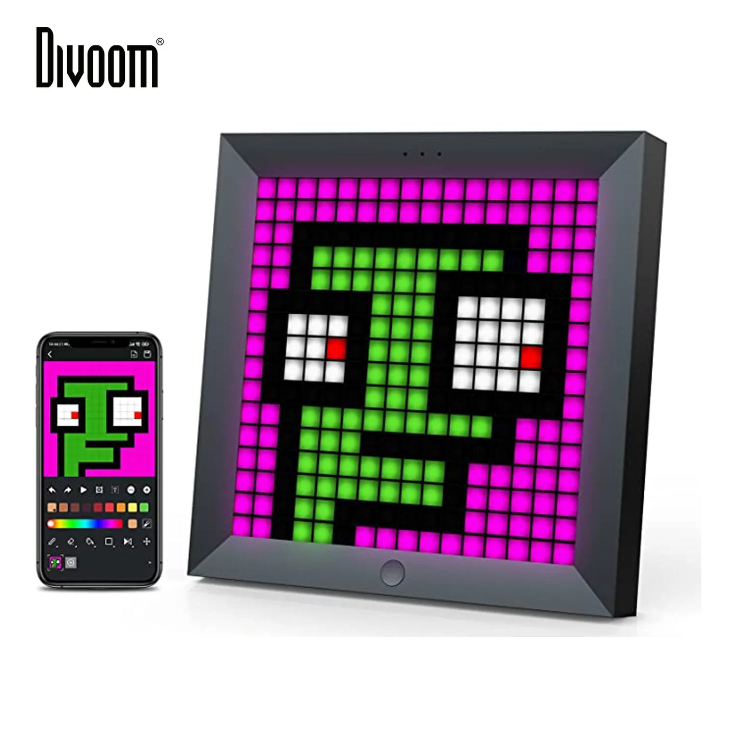 Divoom-reloj despertador con marco de fotos Digital Pixoo, pantalla LED programable