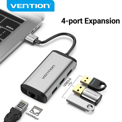 Vention Adaptador USB Ethernet USB 3.0 a RJ45 Lan USB HUB Switch  Mi Box Laptop3/S Set-top Usb Ethernet Network Card