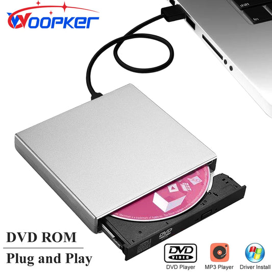 Reproductor de DVD externo VCD CD Lector de Mp3 USB 2.0 ultrafina Rom PC Portátil