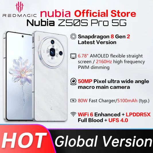 Smartphone Versión global Nubia Z50s Pro 5G 6,78'' Snapdragon 8 Gen 2 Octa Core.