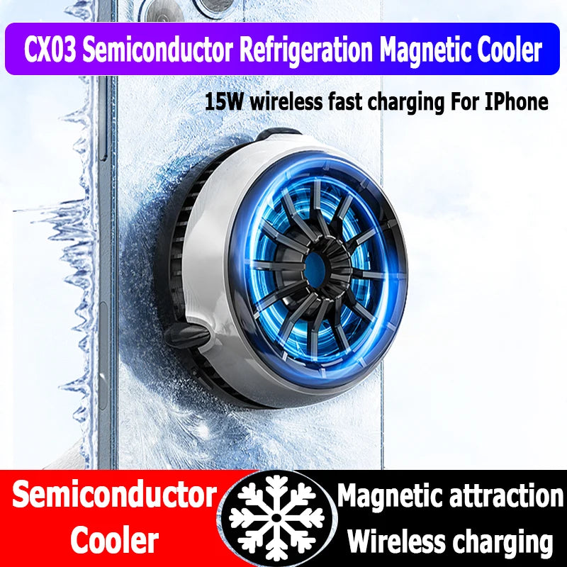 Ventilador de refrigeración magnético para IPAD iPhone Samsung gamepad disipación de calor 15W carga inalámbrica