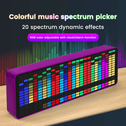 Pantalla de espectro de música LED Luz RGB colorido Reloj electrónico Indicador de nivel de control de voz USB