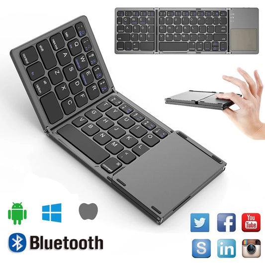 Mini teclado plegable Bluetooth inalámbrico portátil universal con panel táctil para Windows Android IOS Tablet iPad