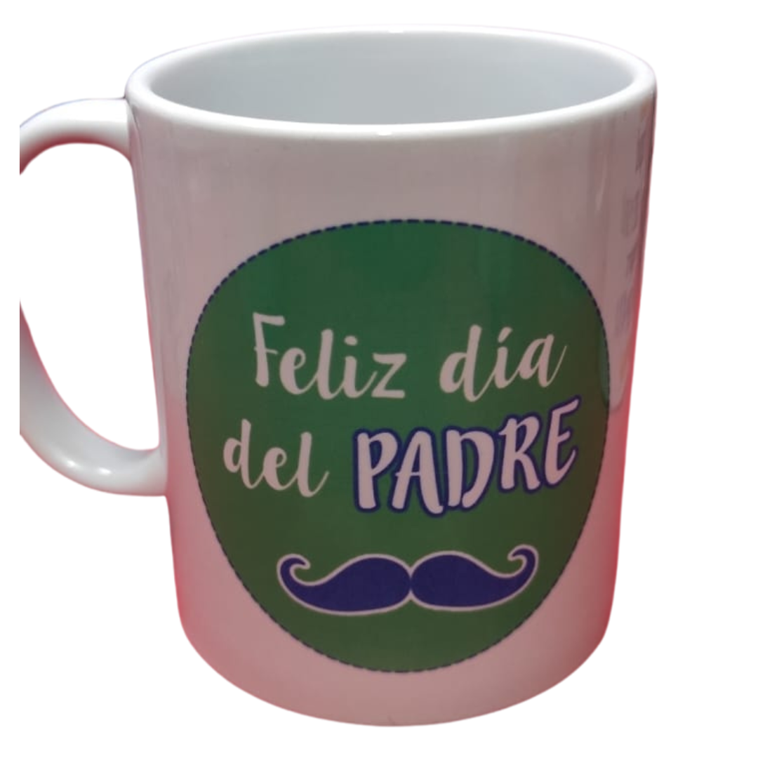 Taza personalizada, Feliz dia padre con bigote.