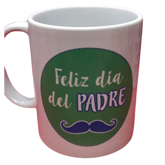 Taza personalizada, Feliz dia padre con bigote.