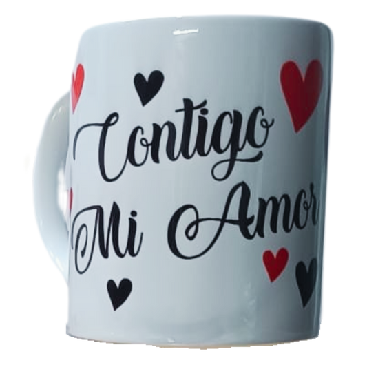 Taza personalizada, Contigo mi amor.