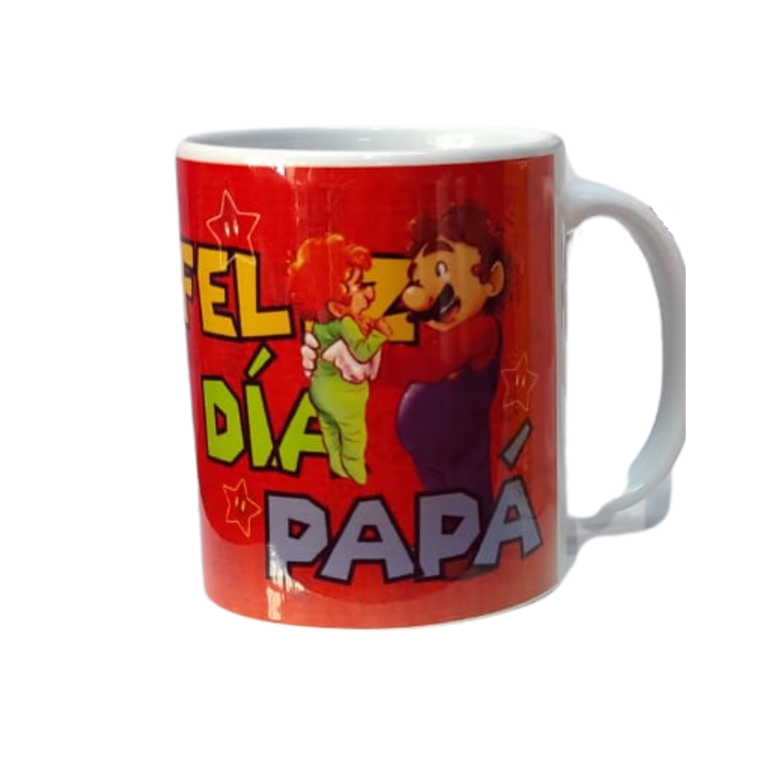 Taza personalizada, Feliz dia papa Mario bros.