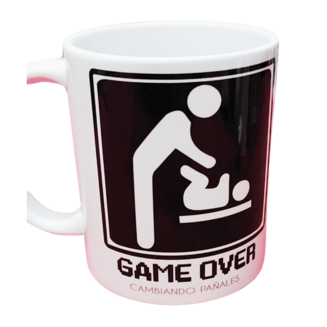 Taza personalizada, Game over cambiando pañales.